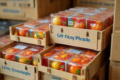 Immagine di scatole di frutta confezionata